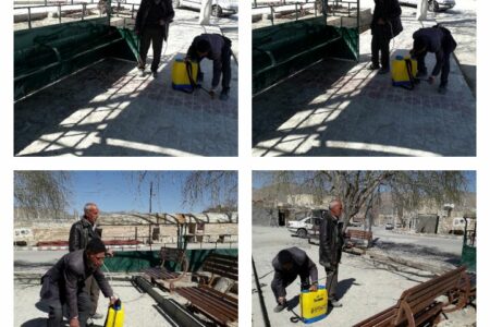 گزارش اقدامات بهداشتی دهیاری ورپشت  ضدعفونی ایستگاه تاکسی و استراحتگاه عمومی  تاریخ: ۱۲ اسفند ۱۳۹۸