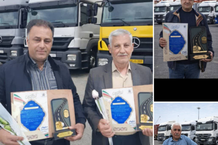 تندیسِ افتخار بر دستانِ فرماندهانِ جاده‌ها؛ درخشش نام چهار «سفیرِ امینِ ورپشت» در همایش تجلیل از نخبگانِ حمل‌ونقل تیران و کرون